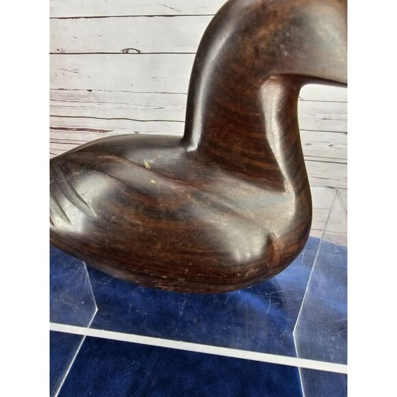 Duck Decoy Wooden Solid Smooth Dark Wood 7" long by 4" tall - Picture 9 of 10
